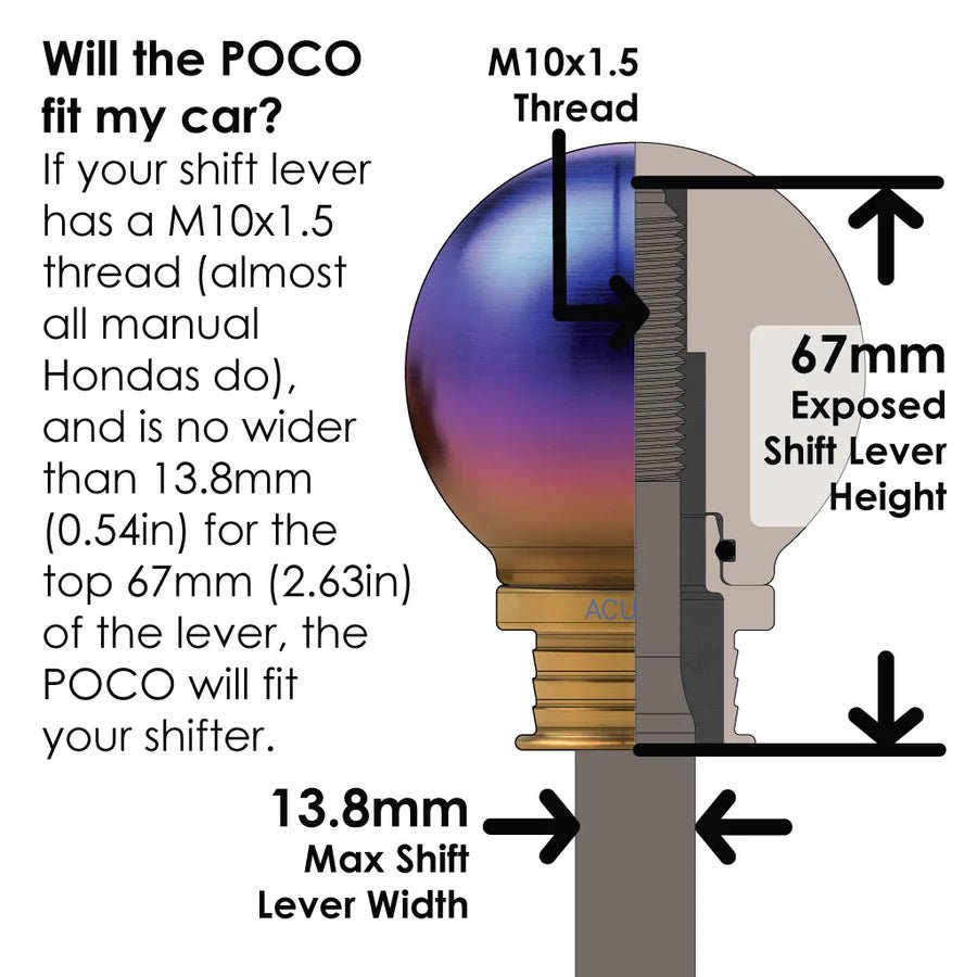 Acuity POCO Burnt Titanium Shift Knob | 16 - 22+ Civic, 18 - 22 Accord, 23+ Integra - Unity Performance