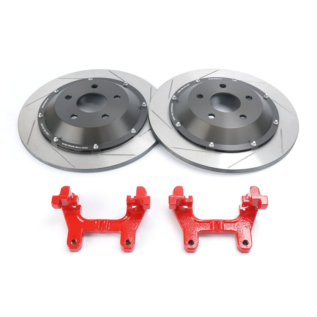 Paragon 2-piece Slotted 350mm Rear Rotors | 17-23+ Type R FK8 & FL5, 2 ...