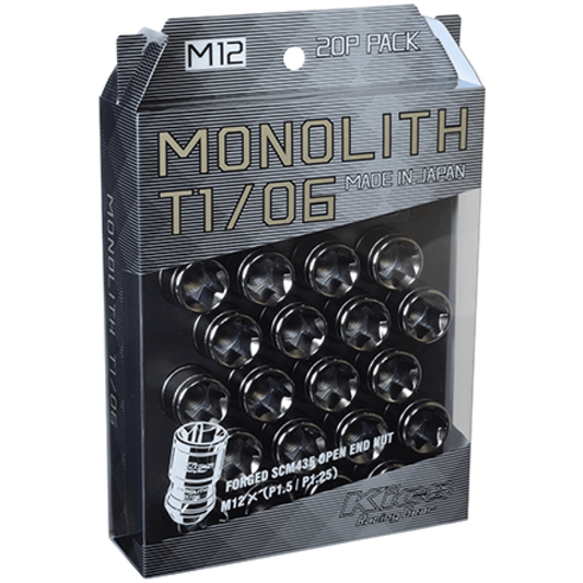 Project Kics Monolith Lug Nuts - Glorious Black (20 pieces) | 16 - 22+ Civic, 23+ Integra Base/A - Spec - Unity Performance
