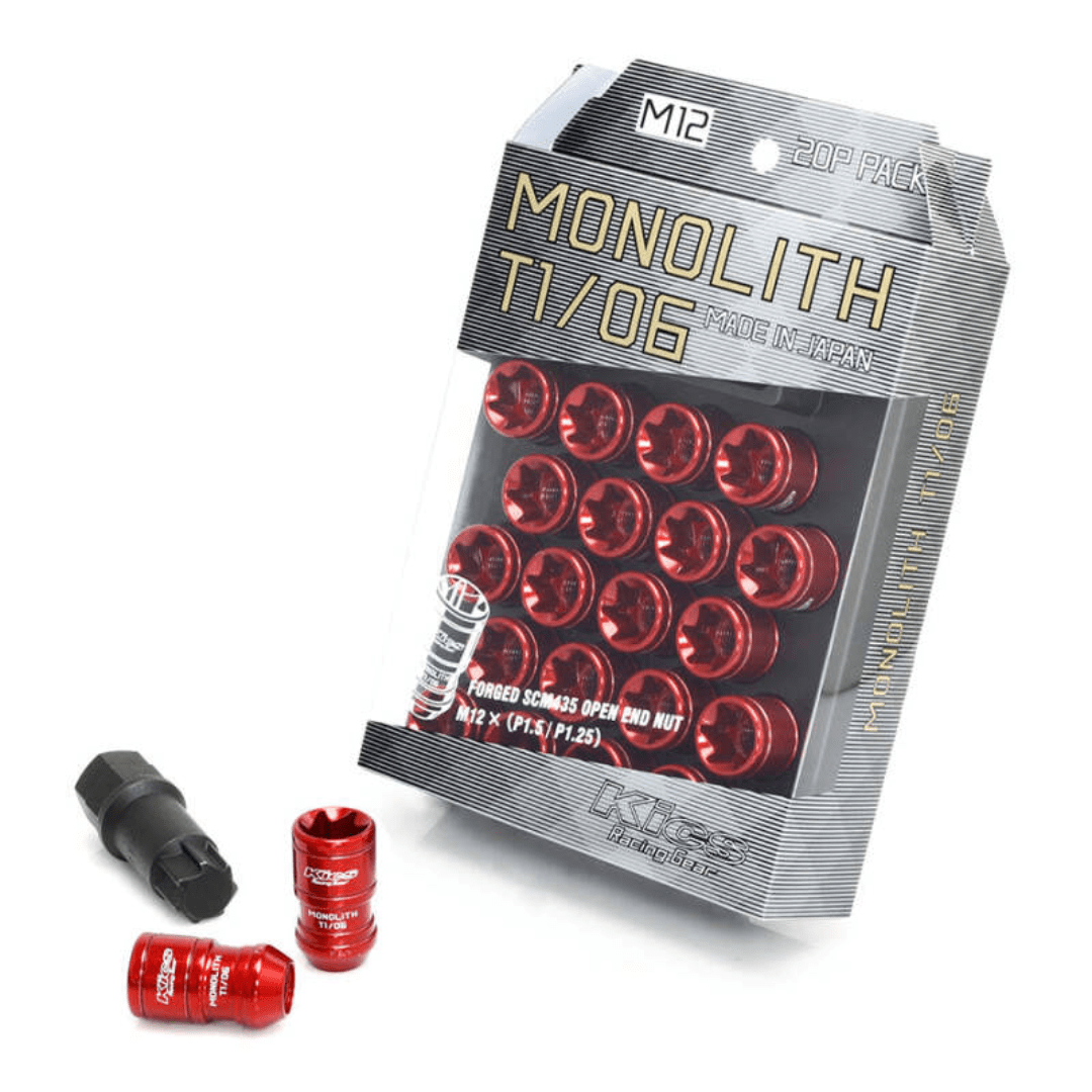 Project Kics Monolith Lug Nuts - Red (20 pieces) | 16 - 22+ Civic, 23+ Integra Base/A - Spec - Unity Performance
